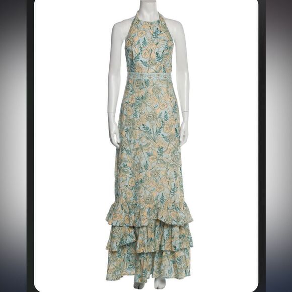 NWT Large AGUA BY AGUA BENDITA Magnolia Floral Maxi Halter Dress - Picture 2 of 12